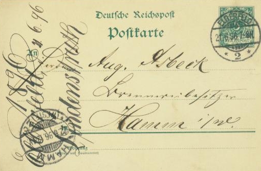Datei:Postkarte an August Asbeck Hamm 1896-06-21-Adressseite.jpg