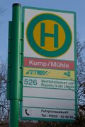 Haltestellenschild Kump/Mühle