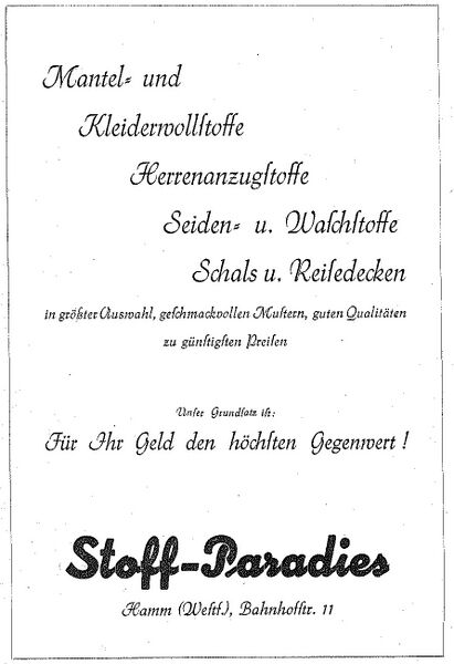 Datei:Stoffparadies Werbeanzeige 1951.JPG