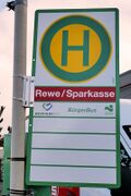 Haltestellenschild Rewe/Sparkasse