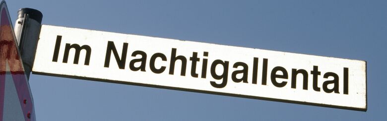 Straßenschild Im Nachtigallental