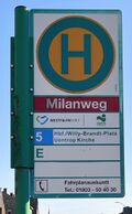 Haltestellenschild Milanweg