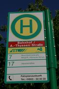Haltestellenschild Bahnhof/August-Thyssen-Straße