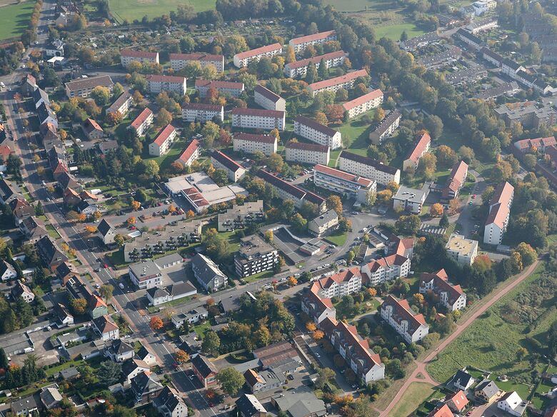 Caldenhofer Weg (links), Tulpenstraße (mitte), Geranienstraße (rechts)