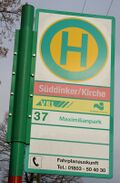 Haltestellenschild Süddinker/Kirche