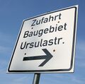 Baustellenschild an der Ursulastraße