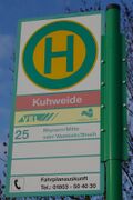 Haltestellenschild Kuhweide